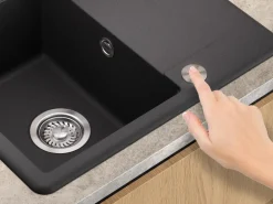 Helika Einbauspüle Esta 56 cm x 46 cm Schwarz inkl. Druckknopfventil