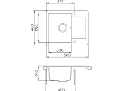 Helika Einbauspüle Esta 56 cm x 46 cm Schwarz inkl. Druckknopfventil