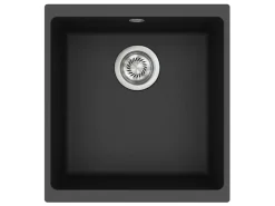 Helika Einbauspüle Forma 43 cm x 46 cm Schwarz inkl. Manuellem Ventil