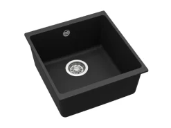 Helika Einbauspüle Forma 43 cm x 46 cm Schwarz inkl. Manuellem Ventil