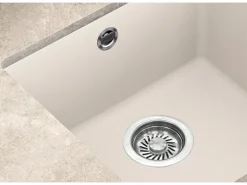 Helika Einbauspüle Forma 43 cm x 46 cm Weiß inkl. Manuellem Ventil