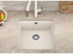 Helika Einbauspüle Forma 43 cm x 46 cm Weiß inkl. Manuellem Ventil