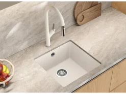 Helika Einbauspüle Forma 43 cm x 46 cm Weiß inkl. Manuellem Ventil