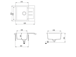 Helika Einbauspüle Granitverbundstoff 62 cm x 50 cm Schwarz