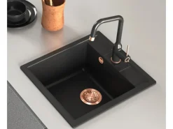 Helika Einbauspüle Granitverbundstoff Nova 46 cm x 51 cm Schwarz