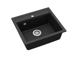 Helika Einbauspüle Granitverbundstoff Quadro 56 cm x 51 cm Schwarz