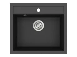 Helika Einbauspüle Granitverbundstoff Quadro 56 cm x 51 cm Schwarz