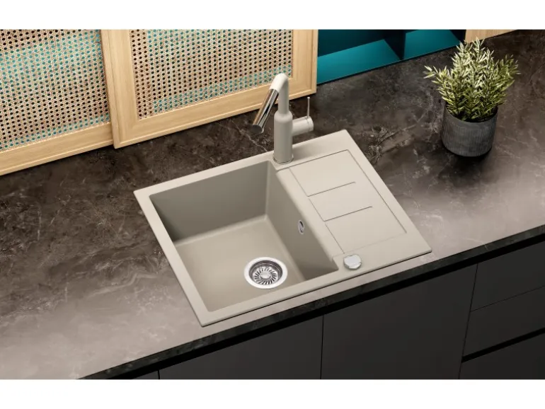 Helika Einbauspüle Granitverbundstoff 62 cm x 50 cm Elfenbein
