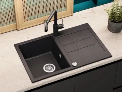 Helika Einbauspüle Granitverbundstoff  78 cm x 50 cm Schwarz