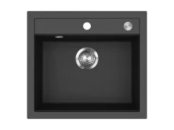 Helika Einbauspüle Quadro 56 cm x 51 cm Schwarz inkl. Druckknopfventil