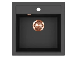 Helika Einbauspüle Tessa 49 cm x 51 cm Schwarz inkl. Kupferventil