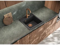 Helika Einbauspüle Tessa 49 cm x 51 cm Schwarz inkl. Kupferventil