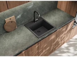 Helika Einbauspüle Tessa 49 cm x 51 cm Schwarz inkl. Schwarzventil