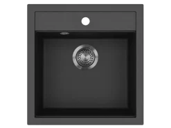 Helika Einbauspüle Tessa 49 cm x 51 cm Schwarz inkl. Grafitventil
