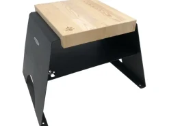 Hocker inkl. Holzbrett Schwarz 45 cm x 71 cm x 51 cm