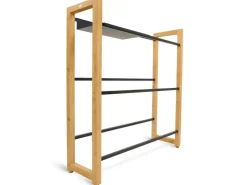 holz4home Getränkekistenregal aus Holz Inklusive Edelstahlablage 6 Kisten Schwarz