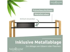 holz4home Getränkekistenregal aus Holz Inklusive Edelstahlablage 6 Kisten Schwarz