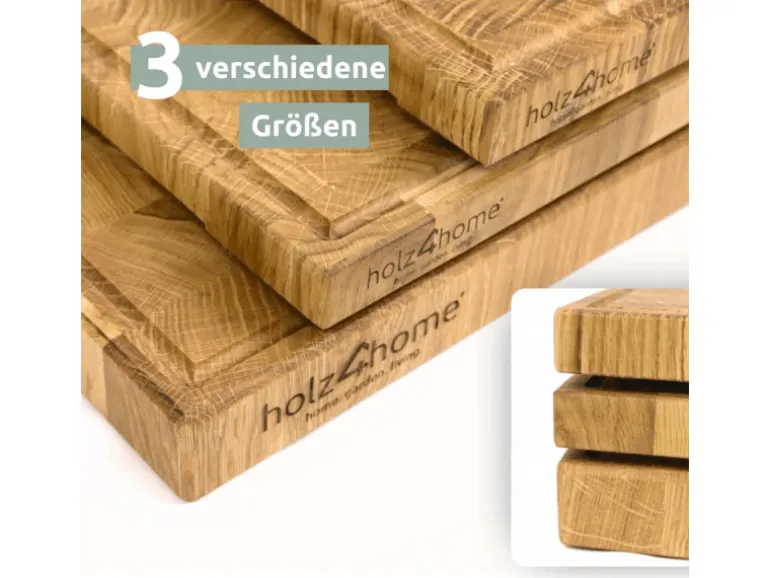 holz4home Premium Schneidebrett Stirnholz aus Eiche S