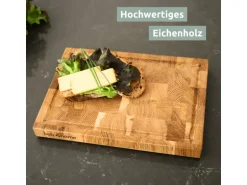 holz4home Premium Schneidebrett Stirnholz aus Eiche S