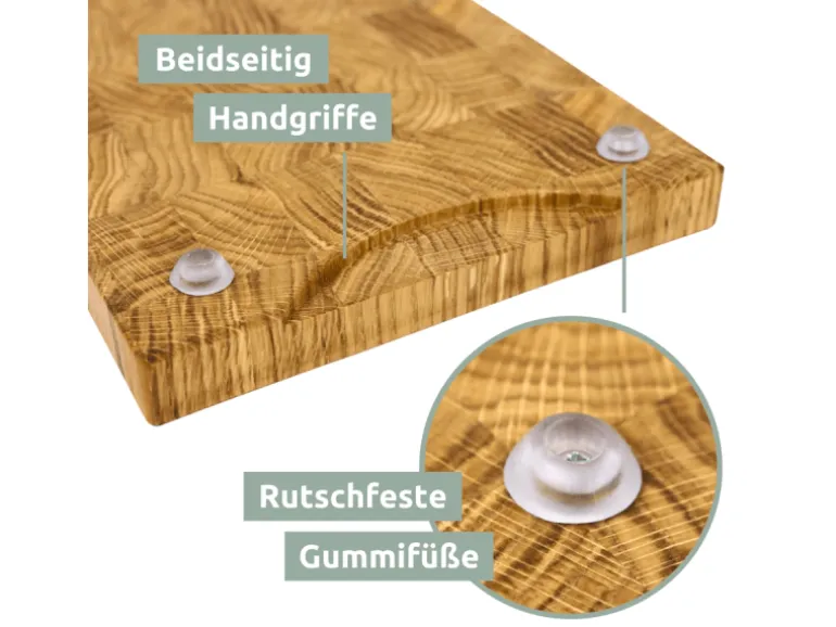 holz4home Premium Schneidebrett Stirnholz aus Eiche S