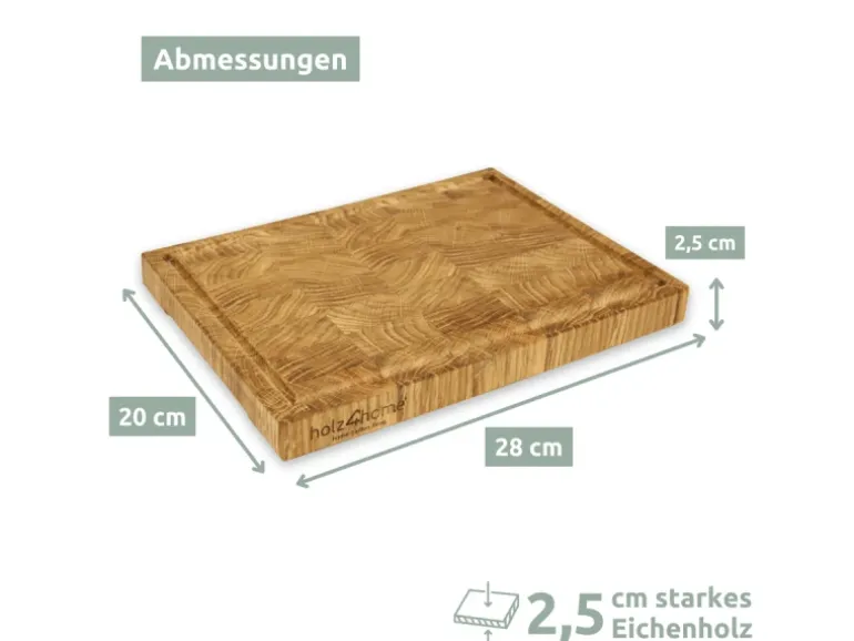 holz4home Premium Schneidebrett Stirnholz aus Eiche S
