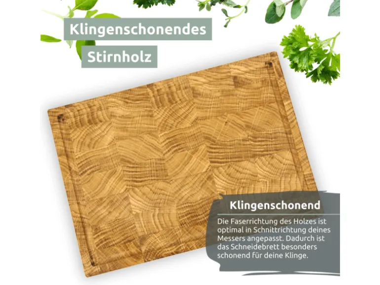 holz4home Premium Schneidebrett Stirnholz aus Eiche S