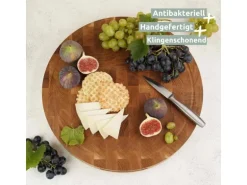 holz4home Premium Schneidebrett Set Rund Hackblock aus Eiche