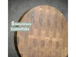 holz4home Premium Schneidebrett Set Rund Hackblock aus Eiche