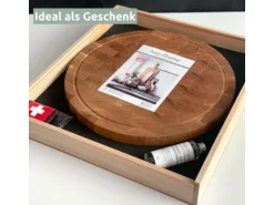 holz4home Premium Schneidebrett Set Rund Hackblock aus Eiche