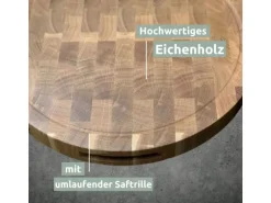 holz4home Premium Schneidebrett Set Rund Hackblock aus Eiche