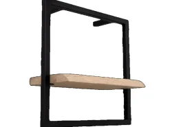 holz4home Wandregal Small Schwarz Gerahmt Industrial Style mit Baumkante Hellgrau