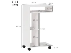 HOMCOM Beistelltisch Couchtisch Spanplatte Weiß 40L x 30B x 69H cm