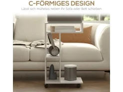 HOMCOM Beistelltisch Couchtisch Spanplatte Weiß 40L x 30B x 69H cm