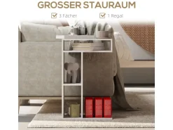 HOMCOM Beistelltisch Couchtisch Spanplatte Weiß 40L x 30B x 69H cm