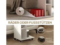 HOMCOM Beistelltisch Couchtisch Spanplatte Weiß 40L x 30B x 69H cm