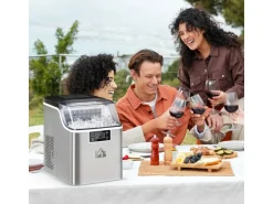 HOMCOM Eiswürfelmaschine Rostfreier Stahl Kupfer Silber 36L x 252B x 371H cm