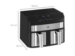 HOMCOM Heißluftfritteuse mit Doppelkammer Airfryer 10 Programmen 2400 W Schwarz