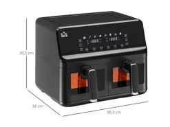 HOMCOM Heißluftfritteuse Stahl Kunststoff Schwarz 38,5L x 38B x 30,5H cm