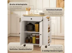 HOMCOM Kücheninsel mit Arbeitsplatte Spanplatte MDF Weiß 82L x 38B x 86,5H cm