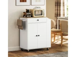 HOMCOM Kücheninsel mit Arbeitsplatte Spanplatte MDF Weiß 82L x 38B x 86,5H cm