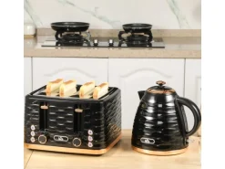 HOMCOM Kocher-Toaster-Set Kunststoff Stahl 24,1L x 19,5B x 23,2H cm Schwarz