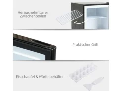 HOMCOM Mini Gefrierschrank  Stahl Kunststoff Schwarz 47L x 44,2B x 48,8H cm