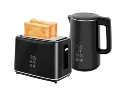 HOMCOM Wasserkocher-Toaster-Set Kunststoff Edelstahl 21,5L x 15,5B x 25,1H cm Schwarz