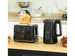 HOMCOM Wasserkocher-Toaster-Set Kunststoff Edelstahl 21,5L x 15,5B x 25,1H cm Schwarz