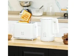 HOMCOM Wasserkocher-Toaster-Set Kunststoff Edelstahl 21,5L x 15,5B x 25,1H cm Weiß