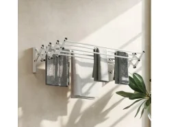 HOMCOM Wäscheständer Wand Ausziehbar Wäschetrockner  86 x 61 x 22 cm Silber