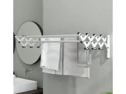 HOMCOM Wäscheständer Wand Ausziehbar Wäschetrockner  86 x 61 x 22 cm Silber