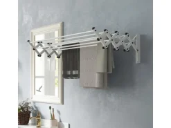 HOMCOM Wäscheständer Wand Ausziehbar Wäschetrockner  86 x 61 x 22 cm Silber