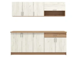 Homestyle4u Küchenzeile ohne Geräte 200 cm Eiche