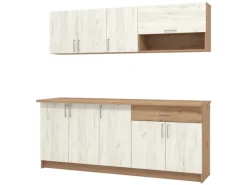 Homestyle4u Küchenzeile ohne Geräte 200 cm Eiche